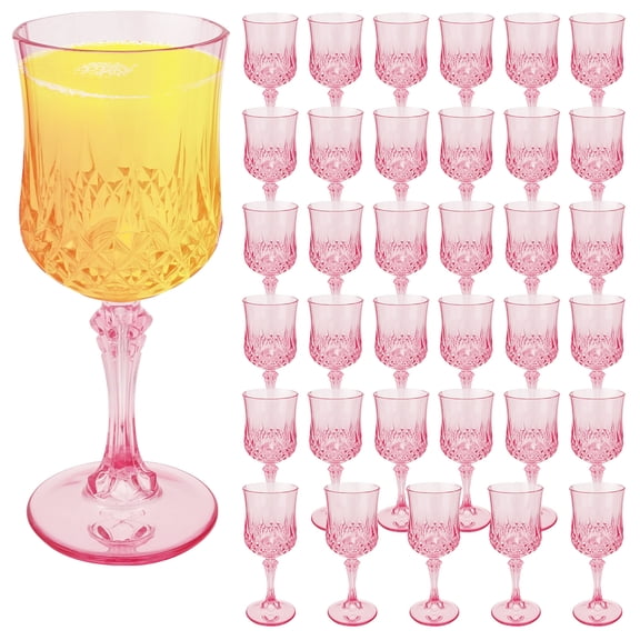 36Pcs Plastic Wine Glasses 3.09oz Reusable Champagne Flutes Elegant Pink Champagne Flutes for Party Wine Bar Wedding