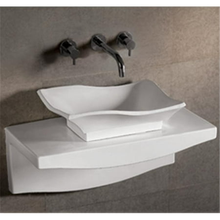 Rectangular Above Mount - 20 in. Isabella rectangular above mount basin with offset center drain and matching wall mount counter top- White