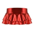 thumbnail image 2 of iiniim Jupe Mini Métallisée Brillante pour Femme Jupe Micro Patineuse Plissée en Latex Rave Party Nightout Clubwear Rouge G, 2 of 7