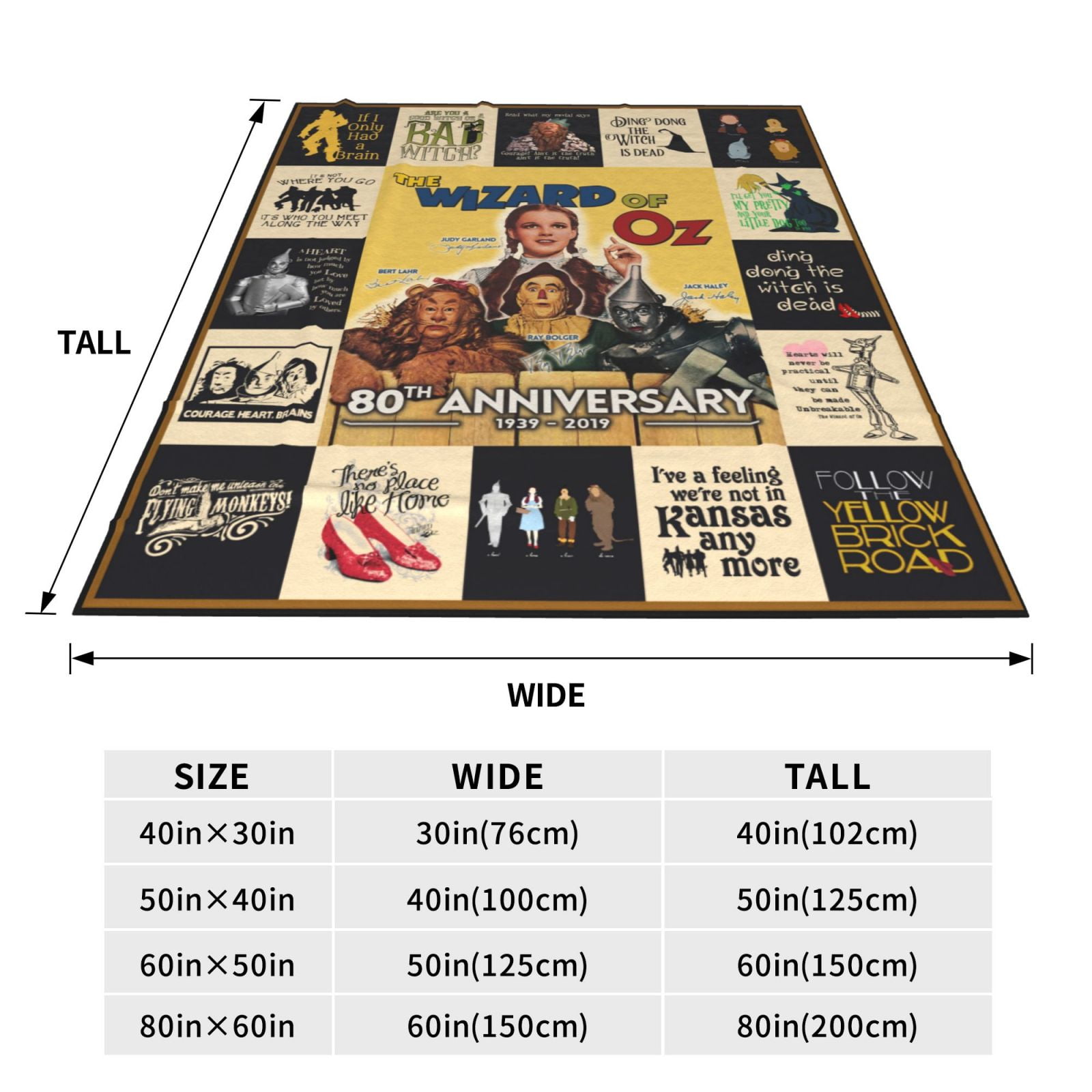 The Wizard of Oz Throw Blanket 50"X40" Soft Flannel Lightweight Plush Air Conditioner Quilt Suitable For Sofa,Living Room,Bedroom,Double Bed