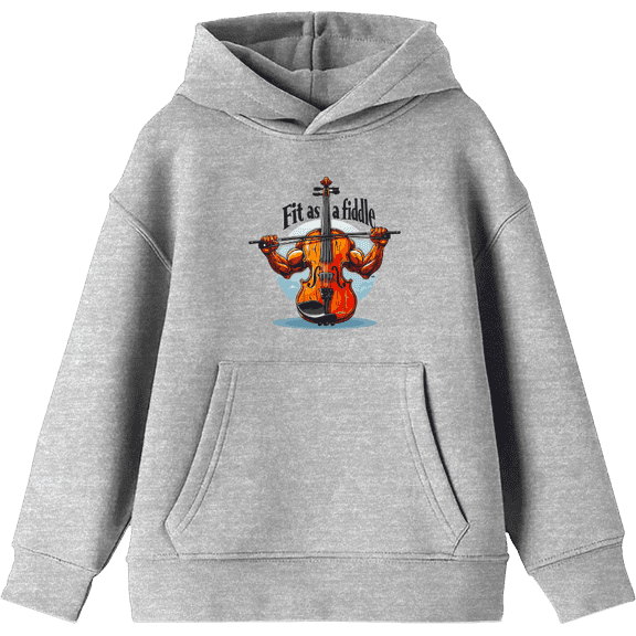 Fit as a Fiddle Violin Youth Heather Gray Long Sleeve Hoodie-XS