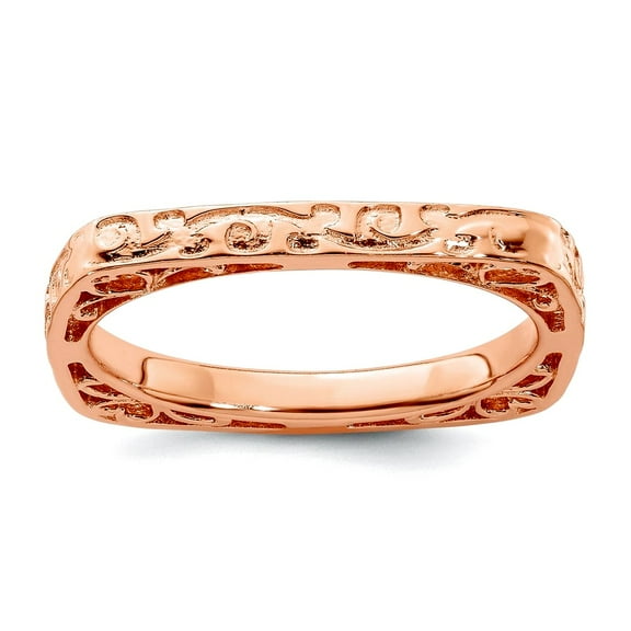 2.25mm 925 Sterling Silver Stackable Polished Pink Plate Square Ring Size 7 Stackable Ring for Women