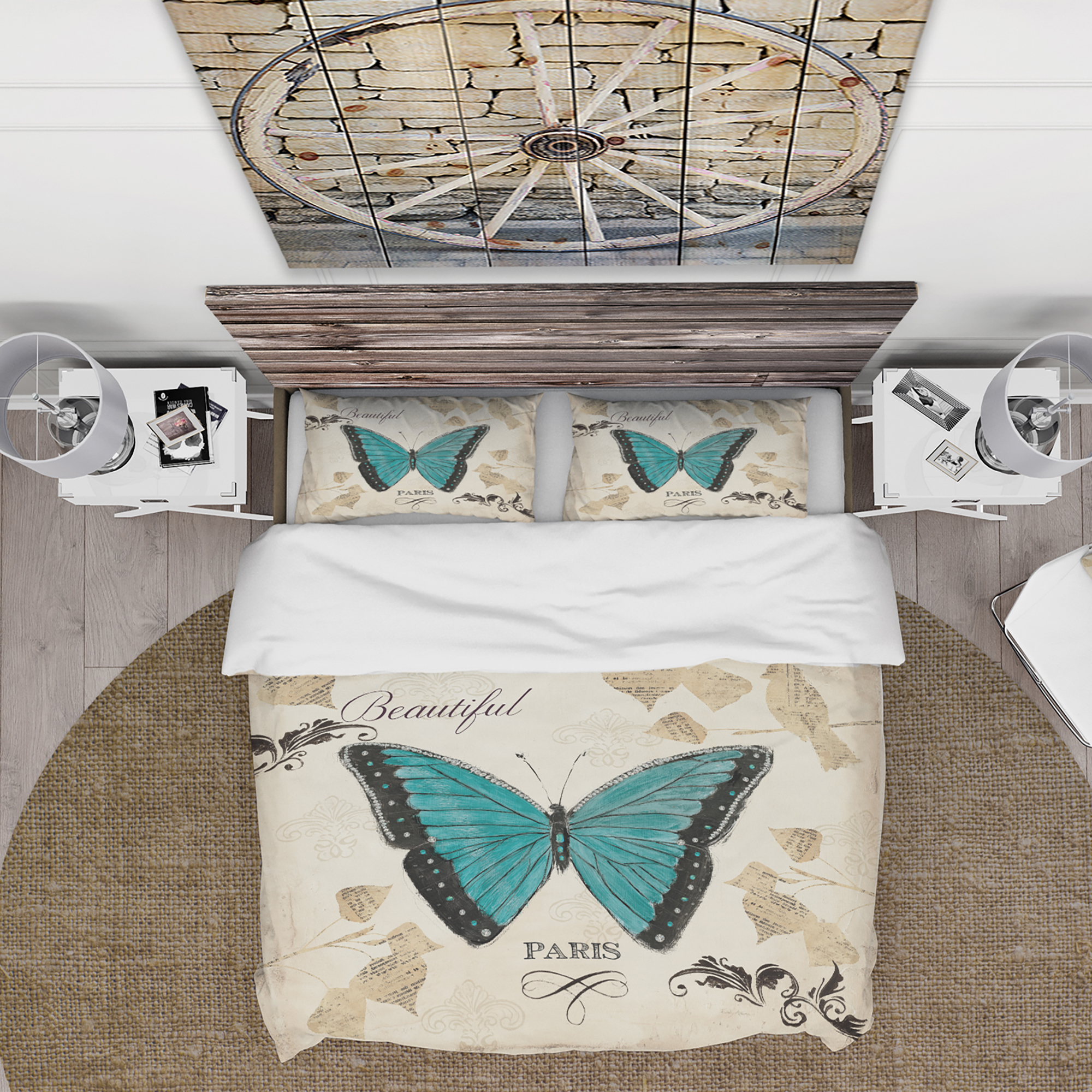 Designart 'Blue Farmhouse Butterfly' Farmhouse Duvet Cover Set