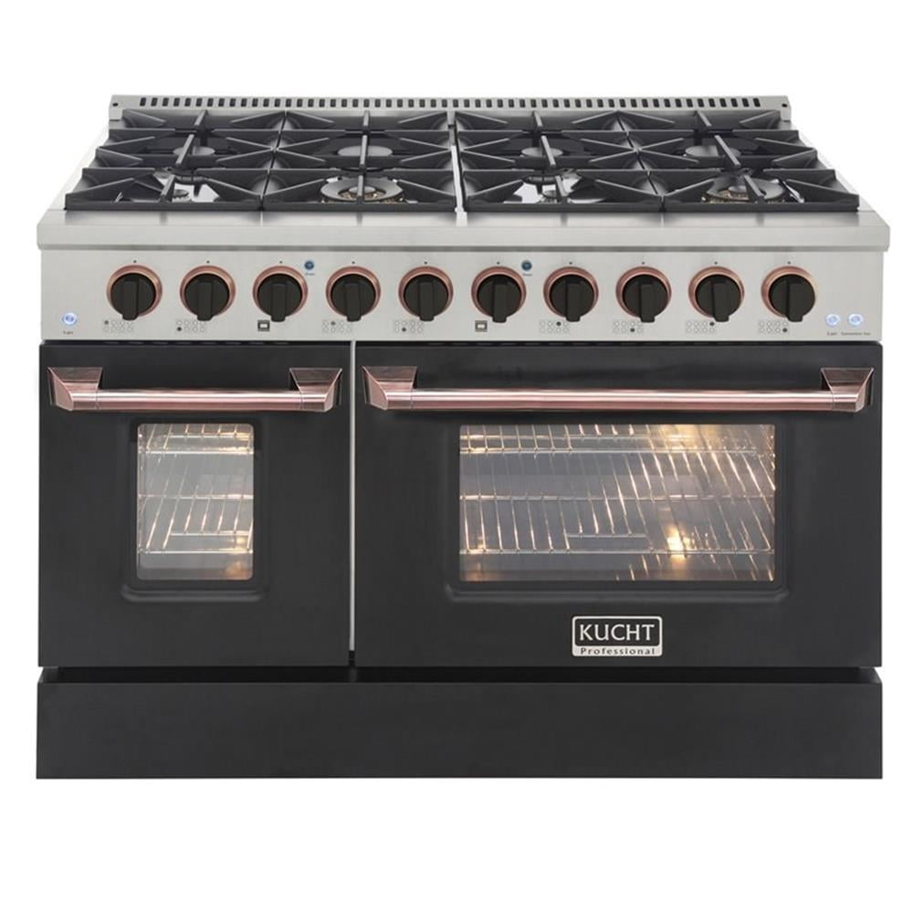 Pemberly Row 48" Stainless Steel Natural Gas Range in Rose Gold/Silver