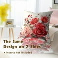 thumbnail image 5 of Red Roses Throw Pillow Covers 18x18 Inch Set of 2, Valentine''s Day Decorative Pillow Case Beautiful Bouquet Flower Cushion Cover for Couch Sofa Wedding Anniversary Decor Gift, 5 of 6