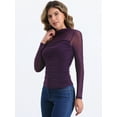 thumbnail image 4 of DARING DIVA Solid Mock Neck Sheer Panel Top XL Purple, 4 of 6