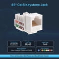 thumbnail image 2 of Cables Direct Online Gray Cat6 RJ45 Keystone Jack 45 Degree 8P8C 110 Punch-Down 50-Pack, 2 of 8