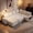 Beige, variant on 102" Beige Chenille L-Shaped Sectional Sleeper Sofa, 7-Seat Sofa with Pull-Out Bed, Reclining Backrest, USB Ports, LED Lights, Ottoman