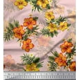 thumbnail image 1 of Soimoi Polyester Crepe Fabric Floral & Leaves Tropical Print Sewing Fabric Yard 42 Inch Wide, 1 of 2