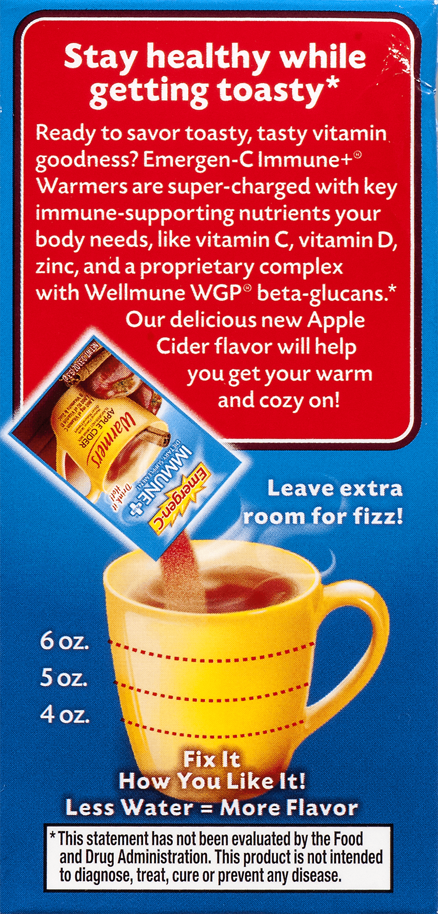 Emergen-C Immune+ Warmers 10 Count, Apple Cider Flavor) Dietary Supplement Flavored Hot Drink Mix, 1000mg Vitamin C, 0.33 Ounce Packets
