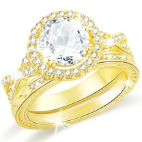 APSVO 18K Gold Plated Round Wedding Rings for Women Stackable CZ Non Tarnish Thumb Eternity Promise Band Engagement Rings Set Birthday Valentines Day Jewelry Gifts Her Girlfriend Wife Adults Ideas