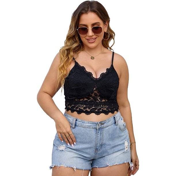 Blusa de Manga Corta con Volantes y Dobladillo bajo para Mujer Negro (Black Lace) 3XL Extra amplio Negro (Black Lace) 3XL Extra amplio Xishao ropa