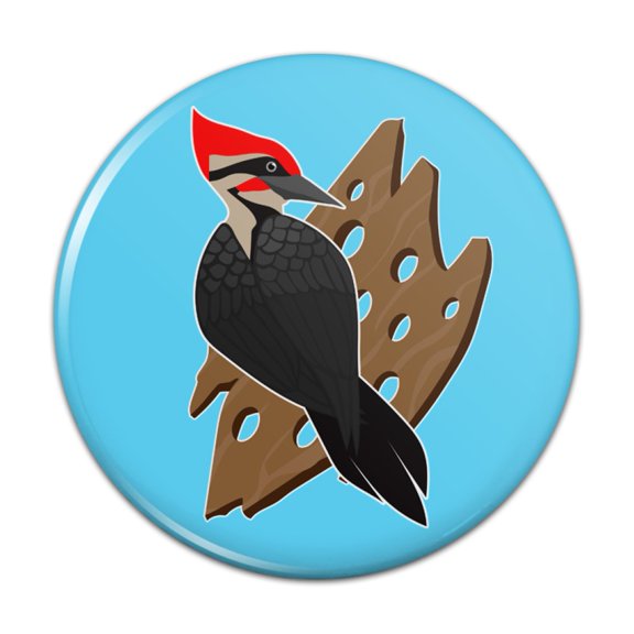 Woodpecker on Wood with Holes Pinback Button Pin