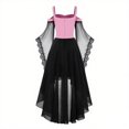 thumbnail image 4 of Xijirk Womens Gothic Renaissance Costume Off Shoulder Lace Up Flare Mesh Sleeve High Low Tulle Dress for Halloween Cosplay Party Role Play,Red,S, 4 of 5
