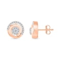 thumbnail image 3 of DGOLD 10kt Rose Gold Round White Diamond Cluster Stud Earrings for Women (1/6 cttw), 3 of 4