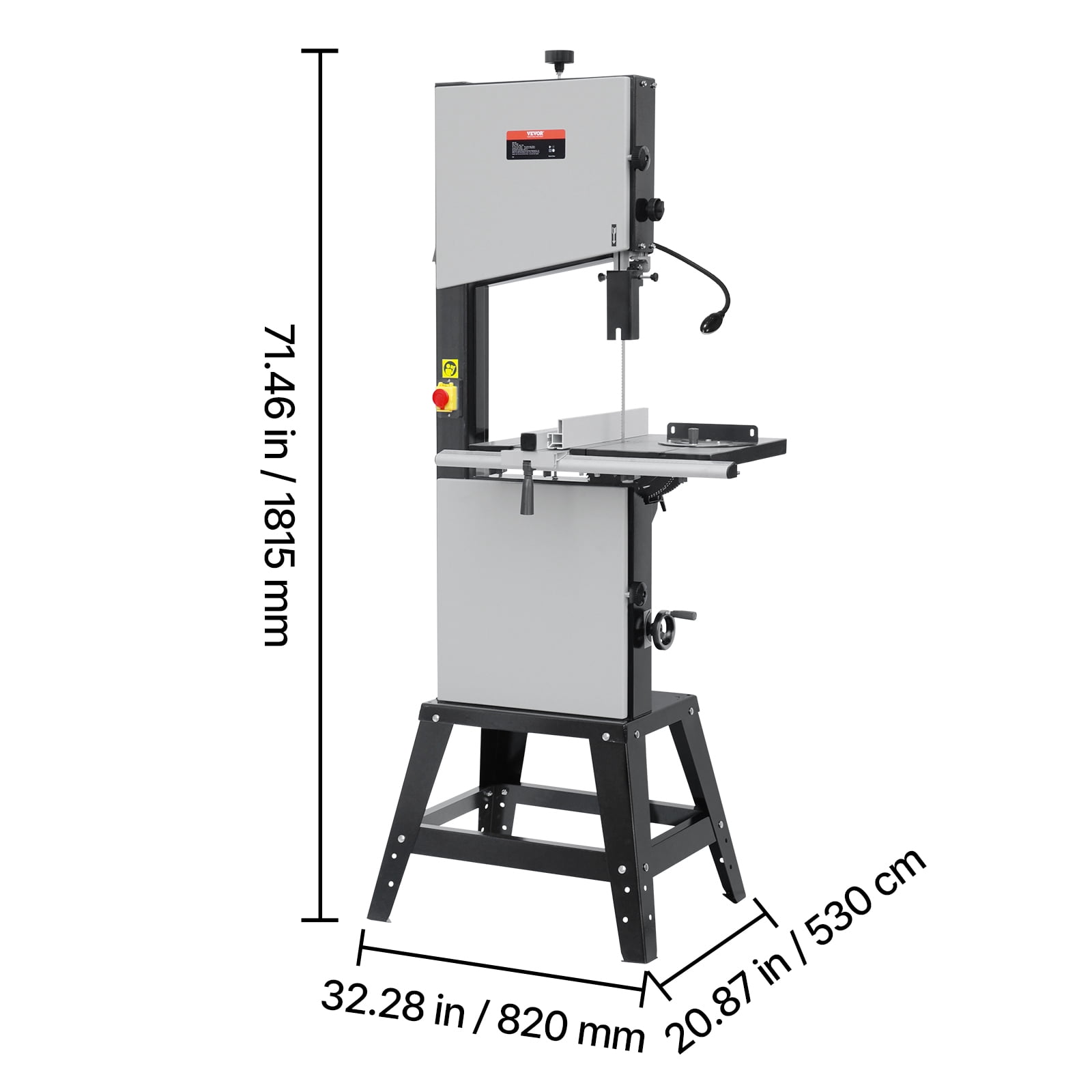 VEVOR Band Saw, 13.39-Inch, Benchtop Bandsaw with Stand, 440-846 RPM Continuously Viable Speed, 1100W 1-1/2HP, 110V, Optimized Work Light, and Miter Gauge, for Woodworking Aluminum Wood Metal Copper