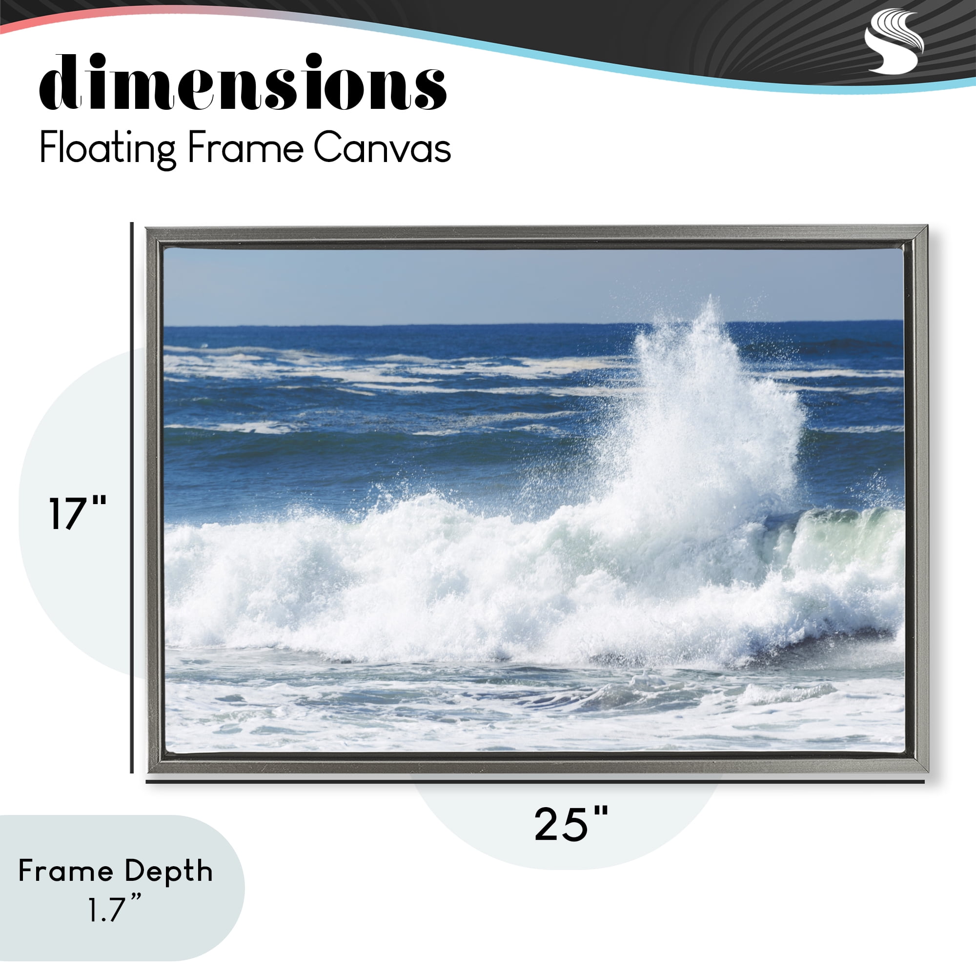 Stupell Industries Crashing Waves Splash Gray Framed Floater Canvas Wall Art, design by JLM Photographs