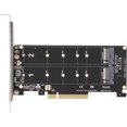 thumbnail image 1 of Yazoeia Adaptateur Double M.2 NVMe SSD, PCIE X8 m Carte Clé Support 2 X4 NVMe SSD/M.2 PCIE interface, 2 x Carte d'Extension 32Gbps pour PC de Bureau, Supporte PCIE 3.0, PCIE 4.0 Vitesse(ph45) CJC912-118160, 1 of 9