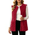 thumbnail image 3 of Lcziwo Womens Sherpa Vest Sleeveless Jacquard Open Front Cardigan Plush Fuzzy Cozy Casual Soft Jacket with Pockets Red,XL, 3 of 9