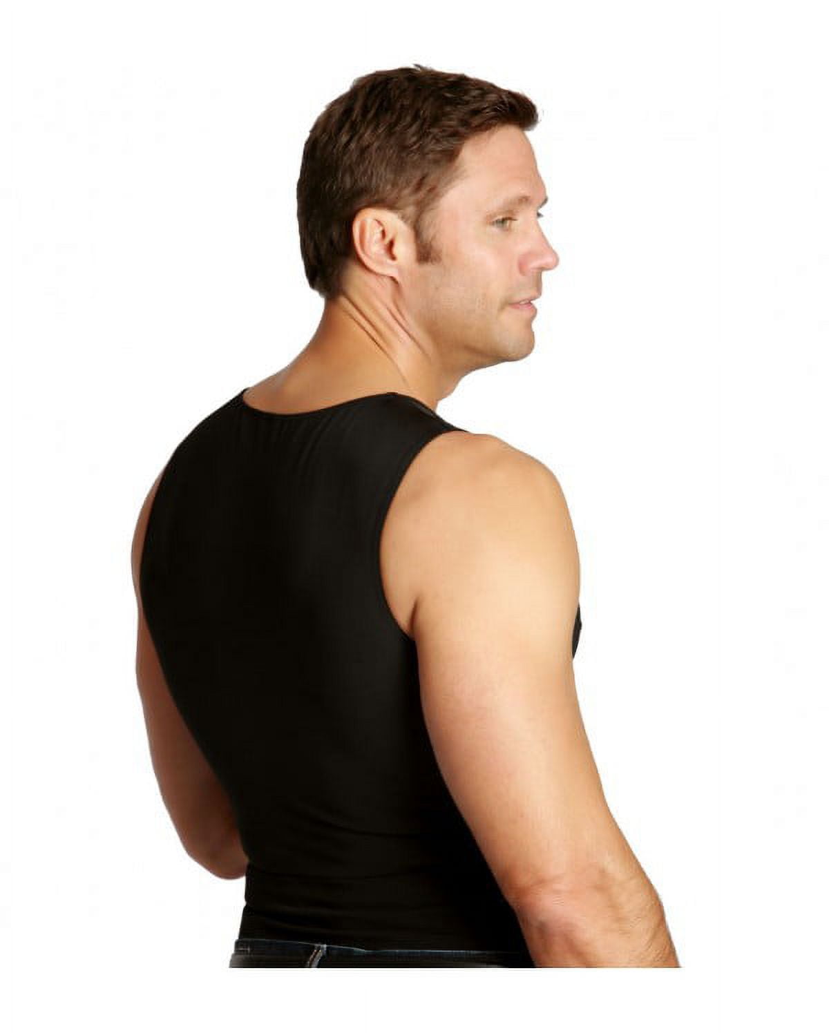 Insta Slim - Made in USA - Men's Slimming Compression Body Shaper V-Neck  Shirt for Back Support, Gynecomastia & Hernias