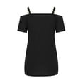 thumbnail image 5 of Womens Plus Size $5,Women Solid V-neck Short Sleeve Strapless T Shirt Polluver Blouse Tank Tops, 5 of 9
