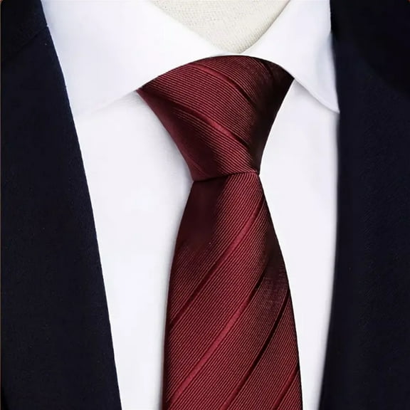 Hoppin Gee Mens Necktie,Men's Red Striped Tie,8cm Slim Skinny Solid Tie