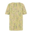 thumbnail image 4 of Charella Women's Summer Tops Square Neck Button Floral Printed Basic Tee Short Sleeve Shirts Casual Loose Fit Clothes (XL, Yellow), 4 of 5