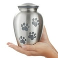 thumbnail image 2 of Reminded Pet Cremation Urns for Dog and Cat Ashes, Brass Memorial Paw Print Urn - Medium Up to 70 Pounds Silver, 2 of 7