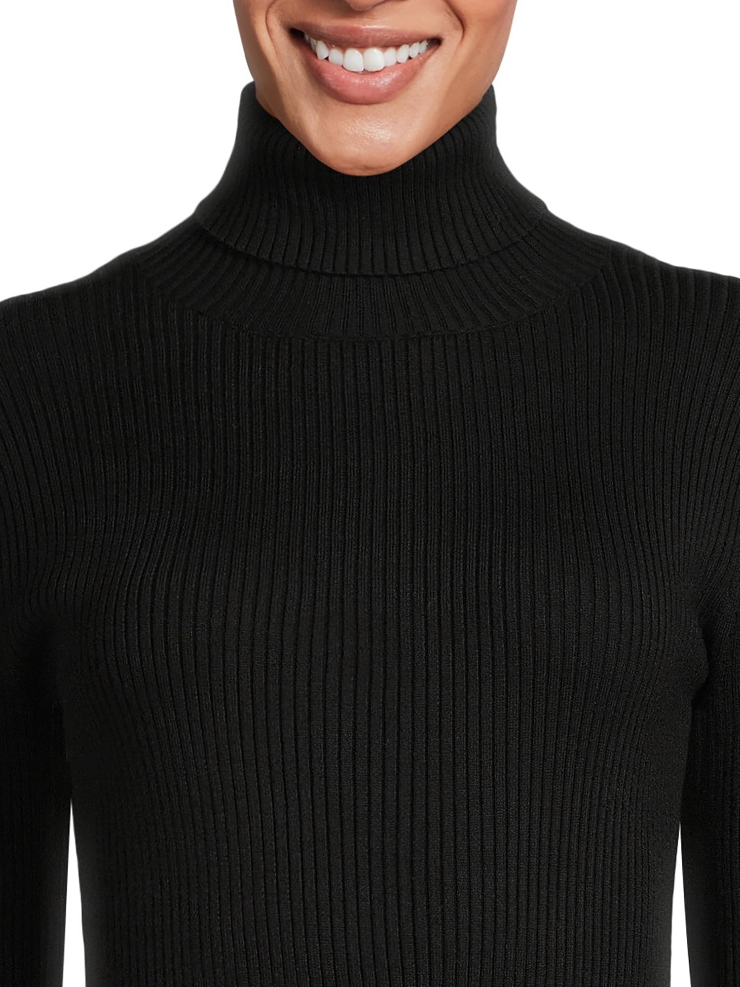 Time and Tru Women's Ribbed Knit Turtleneck, Sizes XS-XXXL