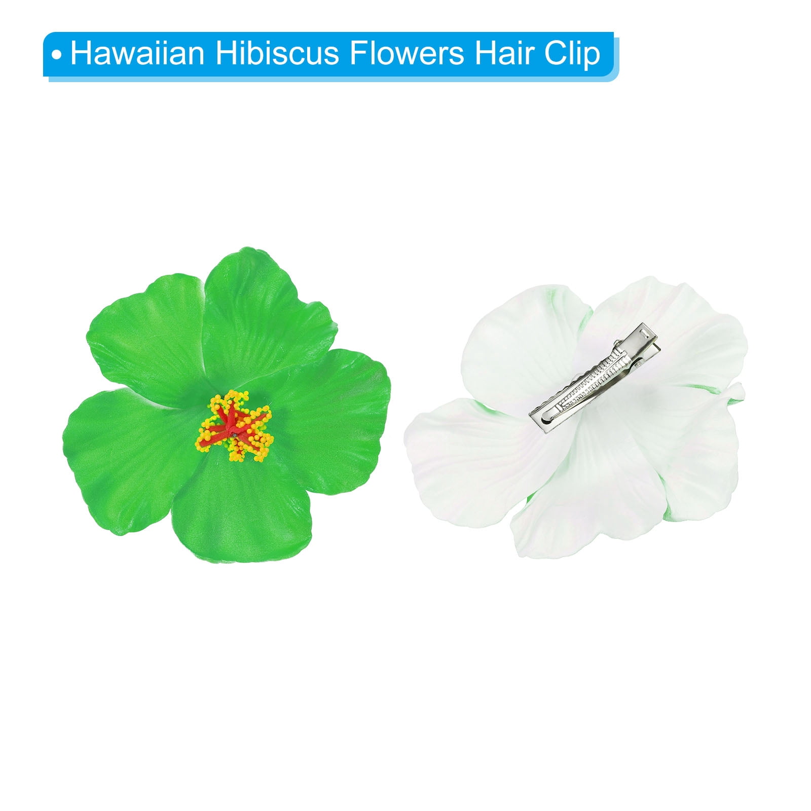 Uxcell Hawaiian Hibiscus Flowers Artificial Flowers Hair Clip DIY Foam Hibiscus Flower Green 16 Pack