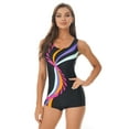 thumbnail image 6 of Raenseen Women's Boyleg One Piece Swimsuit Athletic Sports Training Swimwear UPF 50+ Sun Protection Black 4XL/XL, 6 of 8