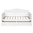 thumbnail image 3 of Twin Size Daybed with 2 Drawers, Wooden Daybed Frame with Headboard and Footboard, Sofa Bed Twin Platform Bed with 10 Slat Support for Bedroom Living Room, No Box Spring Needed, White, 3 of 7