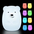 thumbnail image 2 of Luz nocturna portátil para niños, control remoto táctil de silicona, luz nocturna LED multicolor recargable por USB, regalo de cumpleaños, luz nocturna de oso sonriente oso de fresa Electrónica, 2 of 5