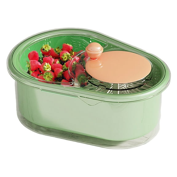 Shoreew Large Capacity Fruit Washer Spinner Bowl with Brush Detachable Easy to Use Manual Fruit Vegetable Cleaner Drain Basket