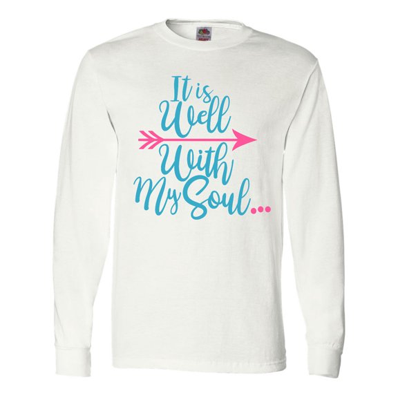Inktastic It is Well with My Soul Pink Arrow Long Sleeve T-Shirt