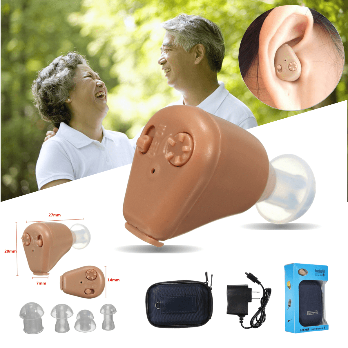 Rechargeable In Ear Hearing Aids Sound Amplifier Adjustable Volume Tone