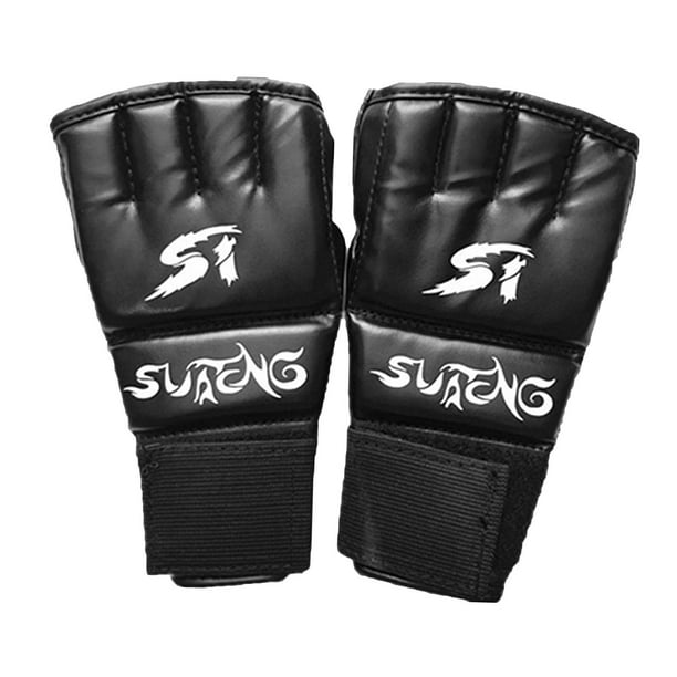 Gants De Boxe Demi-Doigts Kickboxing MMA - Mitaines Entraînement Léger Muay Thai Taekwondo Karaté - PU Respirantes