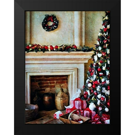 Aldridge, Ashley 12x14 Black Modern Framed Museum Art Print Titled - The Christmas By the Fireplace