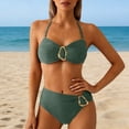 thumbnail image 2 of Bikinis for Women 2026 Fashionable Metal Buckle Adjustable Straps Top with High Waisted Bottom Two Piece Bathing Suits Woman, 2 of 4