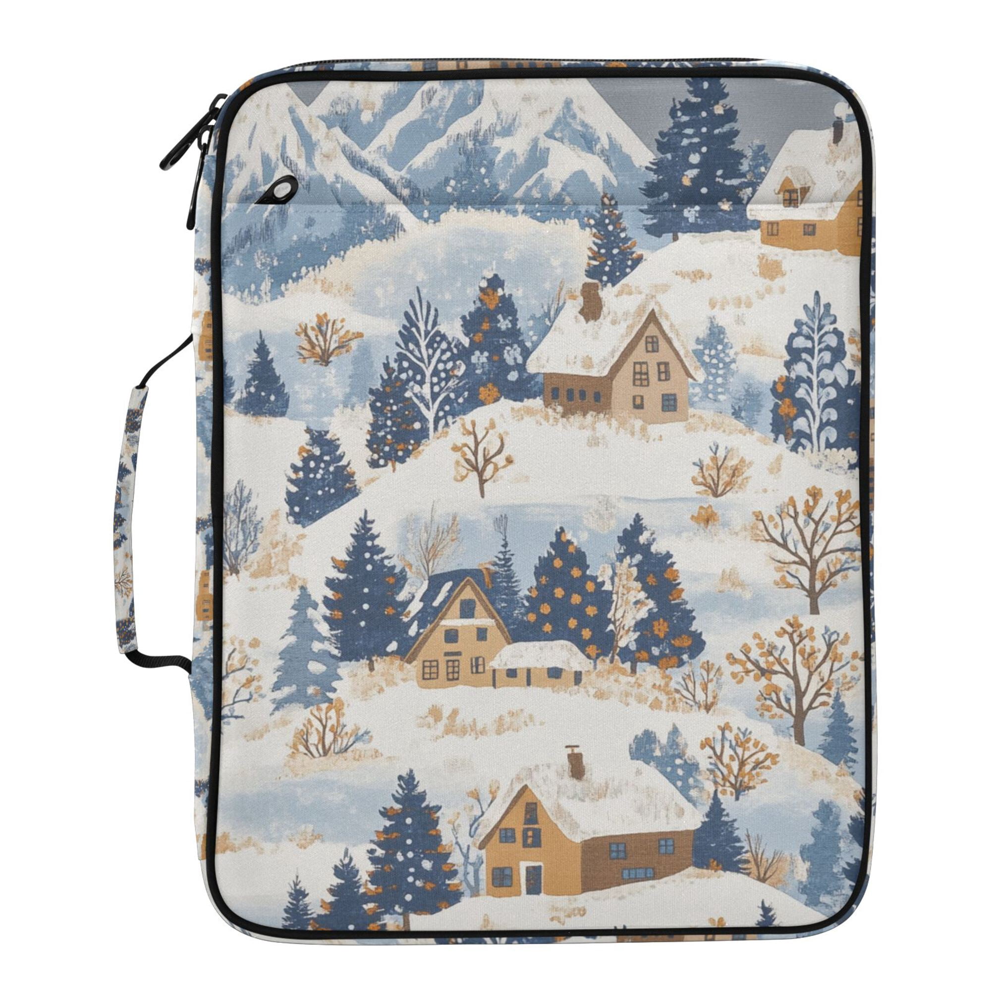 FORMRS Accordion File Folder A4 Size 7-Pocket Expanding Document Organizer Bag with 3 Ring Binder, Snowy Winter