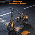 thumbnail image 3 of AZHAR Electric Bike for Adults, 500W Motor Folding Mountain Bike 14" , 20 Mph 30 Miles, 48V 15Ah Removable Battery, Class 2 UL 2849, 3 of 7
