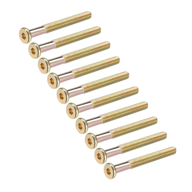 Tornillos de muebles M8x75mm con socket hexagonal, fijaciones galvanizadas, tornillos de media rosca de acero al carbono, 10 Pcs