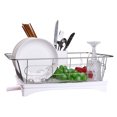 thumbnail image 1 of Dish Rack Drainer 304 Stainless Steel Professional 2 Tier Dish Drying Drainer Rack Large Capacity with Microfiber Mat Kitchen Utensil Holder, 1 of 5