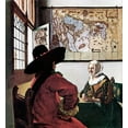 thumbnail image 2 of Vermeer, Johannes 20x21 Gold Ornate Wood Framed with Double Matting Museum Art Print Titled - Soldier And Young Girl Smiling, 2 of 4