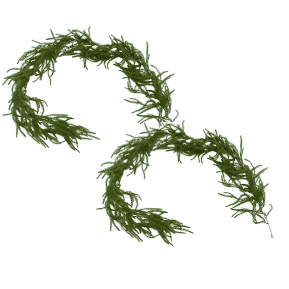 2Pcs Christmas Norfolk Pine Garlands 6Ft, Real Touch Artificial Greenery Garland – Full Evergreen Pine Garland For Mantle, Fireplace, Table, Wall, Stairs & Outdoor Holiday Décor