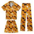 thumbnail image 2 of JAJAHO Halloween Kids Pajamas Set Boys Girls Satin 3 Piece Short Sleeve Sleepwear With Pants And Shorts 3-13Y, 2 of 7