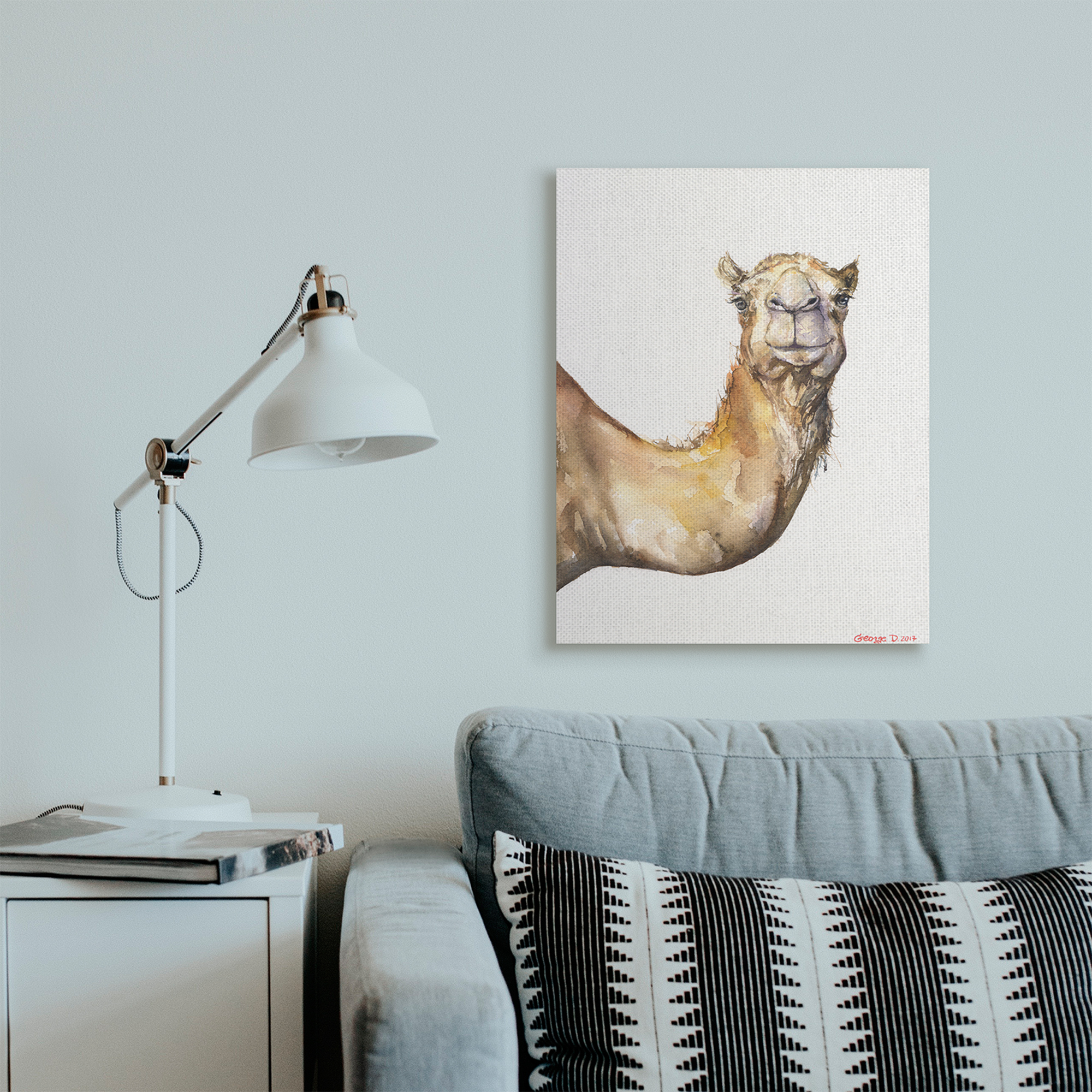 Stupell Industries Camel Side Portrait Desert Animal Tan White Canvas Wall Art, 24 x 30, Design by George Dyachenko
