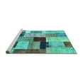 thumbnail image 2 of Ahgly Company Machine Washable Indoor Rectangle Patchwork Turquoise Blue Transitional Area Rugs, 8' x 10', 2 of 4