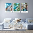 thumbnail image 3 of Hieng Vintage Travel Wall Art Canvas Italy Venice Amalfi Coast Pictures Set of 3 Blue Beach Posters Europe Landscape Painting Italian Decor Prints Living Room Bedroom Bathroom 16"x24" Framed, 3 of 5