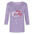 thumbnail image 4 of Womens Tops Valentine Day Heart Printed 3/4 Sleeve Crewneck Lightweight Casual Tee Tops Ladies T-Shirts, 4 of 4